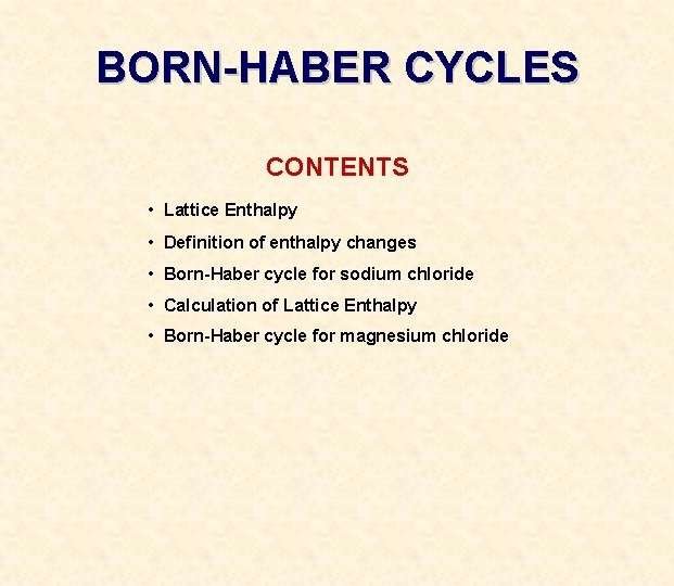 Born Haber Cycle